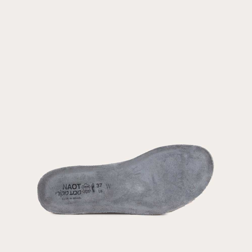 Top view of a gray insole for spring sandals from the bohemian collection.